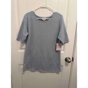 Lularoe Women's Gigi Shirt White Blue Dots Size 2XL NWT